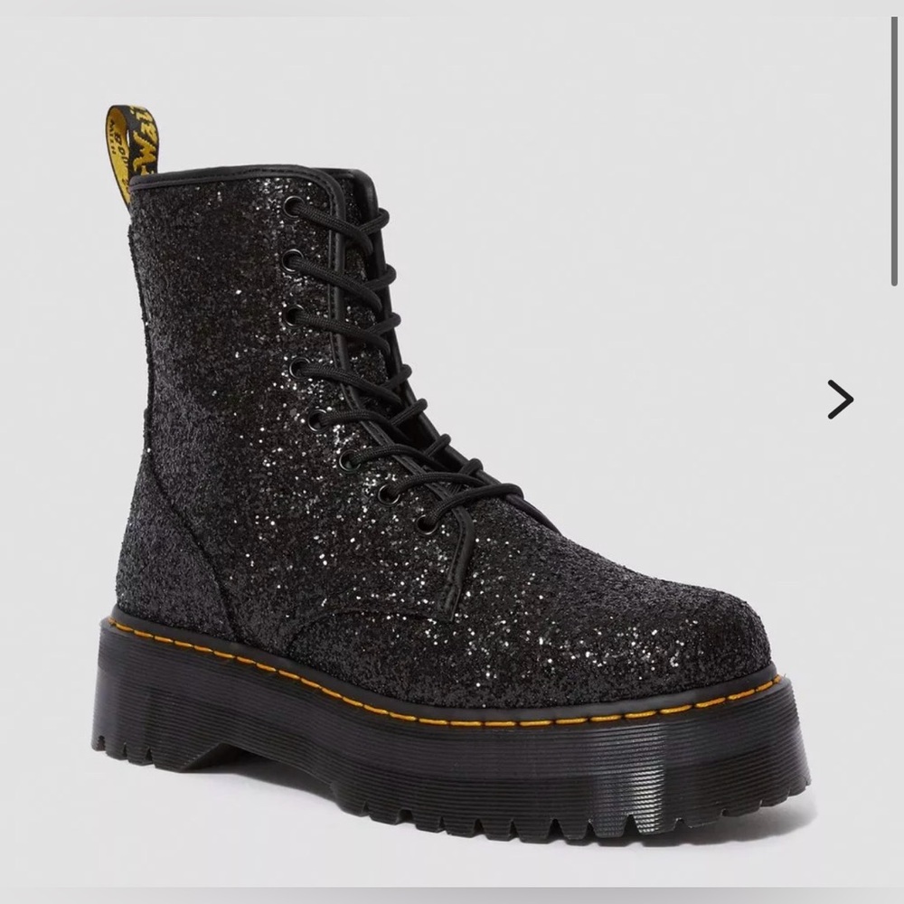 Dr. Martens Black Glitter Lace-Up Platform Boots Women’s Size 7